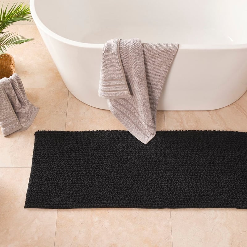 Microplush Black Bobble Bath Runner