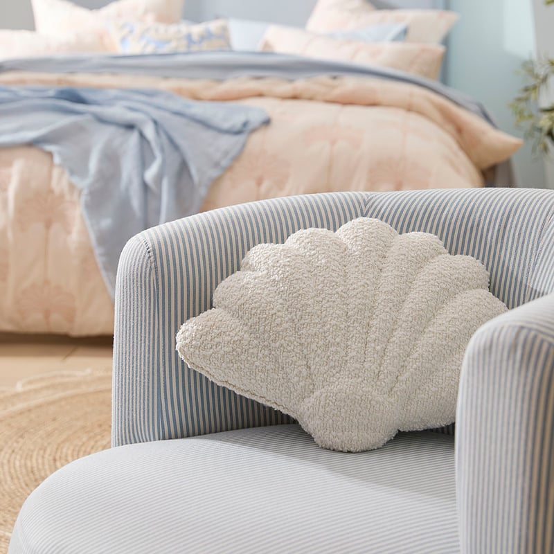 Shell White Boucle Cushion