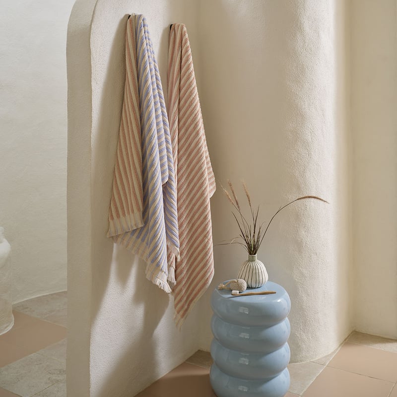 European Sophia Salmon & Ice Blue Turkish Cotton Towel Range