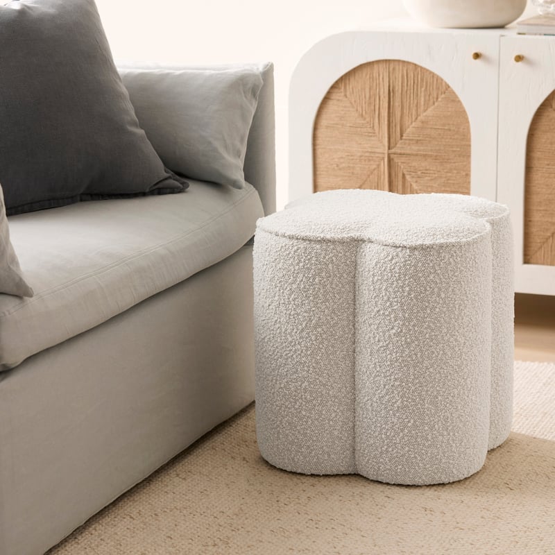 Clover Snow Boucle Ottoman