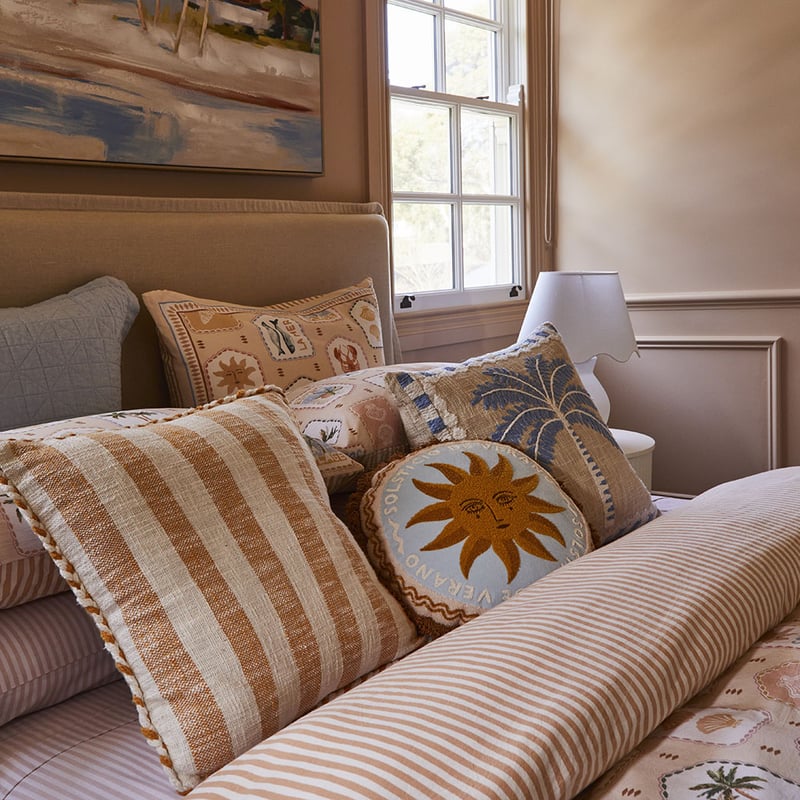 Elana Apricot & White Stripe Cushion