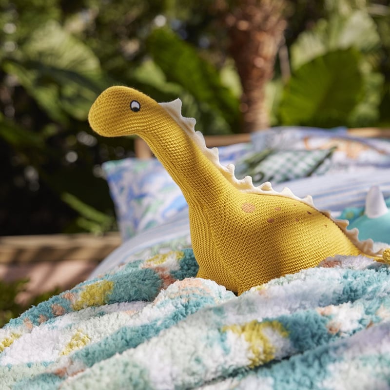 Spotty Dinosaur Mustard Knitted Toy