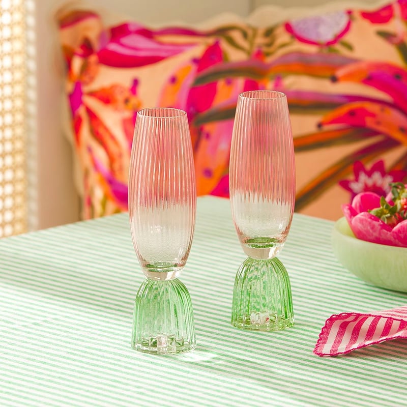 Bardot Pink & Green Champagne Flute Pack of 2