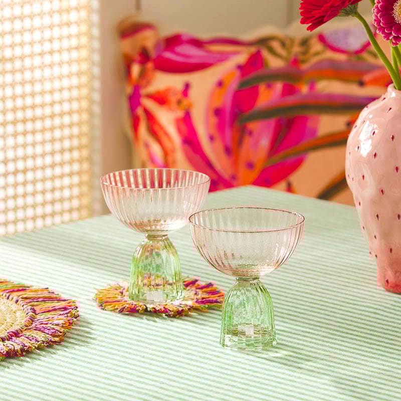 Bardot Pink & Green Coupe Glass Pack of 2