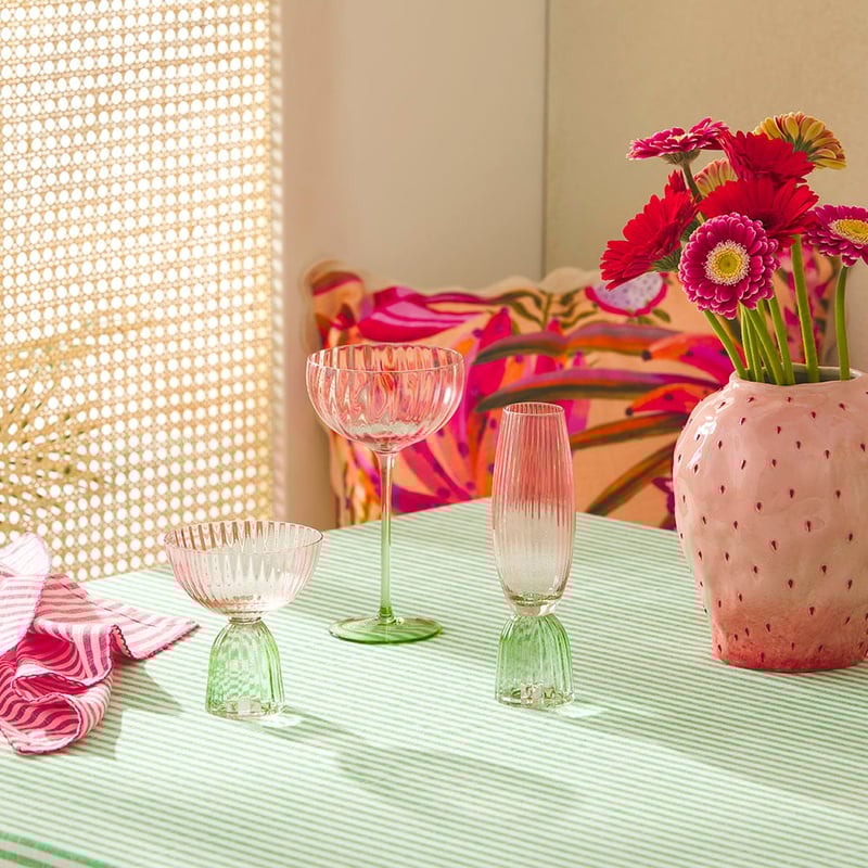 Bardot Pink & Green Coupe Glass Pack of 2