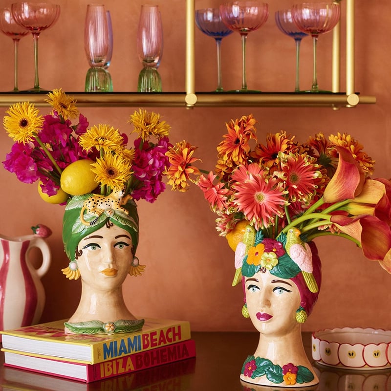 Carmen Multi Jungle Leopard Head Vase