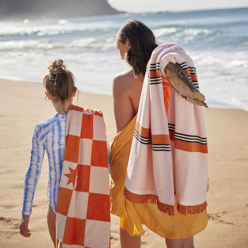 Terry Textured Soft Pink Stripe Beach Towel