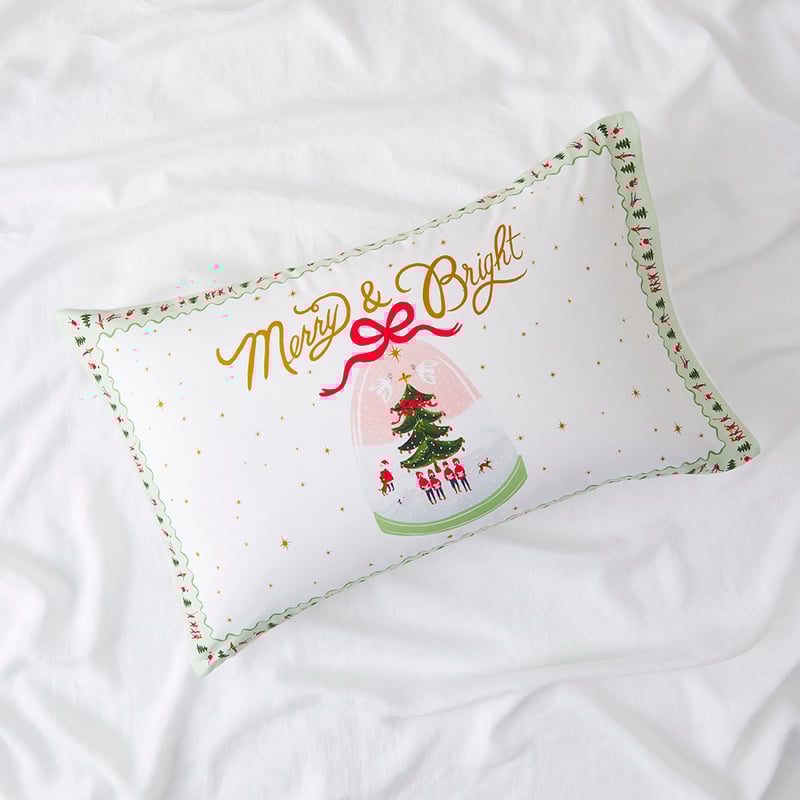 Merry & Bright White Text Pillowcase