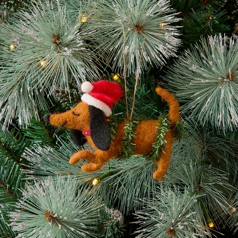 Sausage Dog Felted Friend Decoration