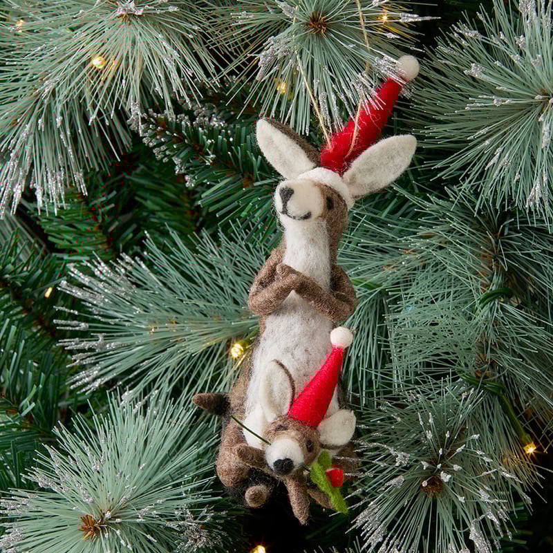Kangaroo & Joey Felted Friend Decoration