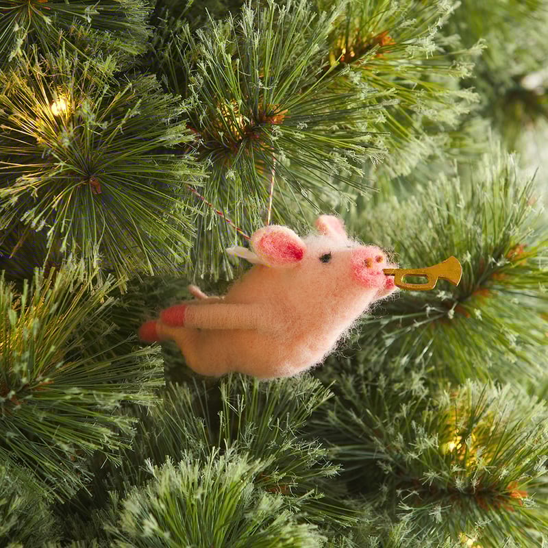 Flying Pig Felted Friend Decoration