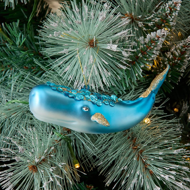 Vintage Whale Mercury Glass Ornament