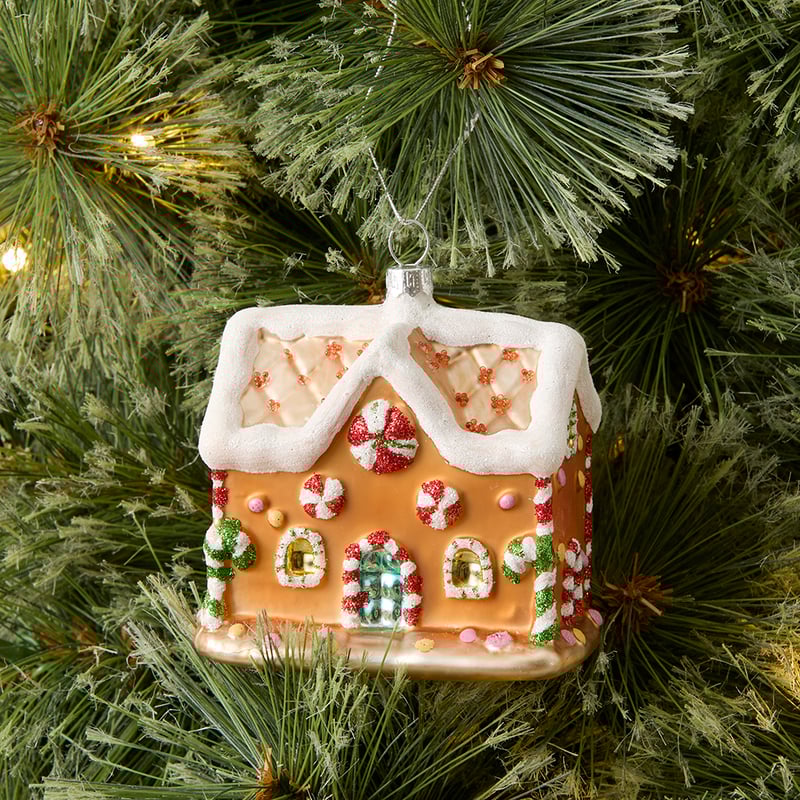 Vintage Gingerbread House Mercury Glass Ornament