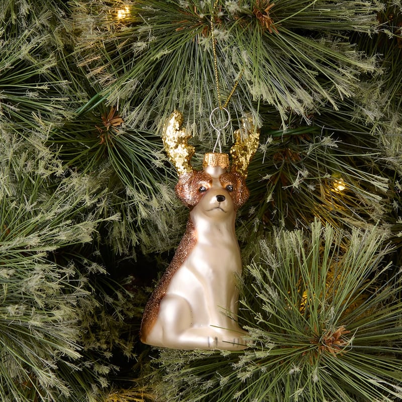 Vintage Festive Dog Mercury Glass Ornament