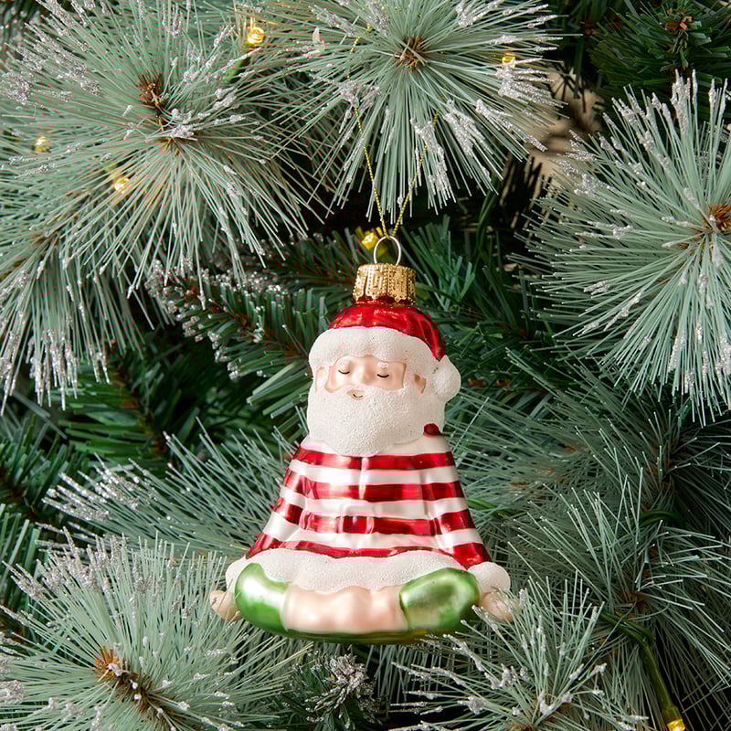 Vintage Yoga Santa Mercury Glass Ornament
