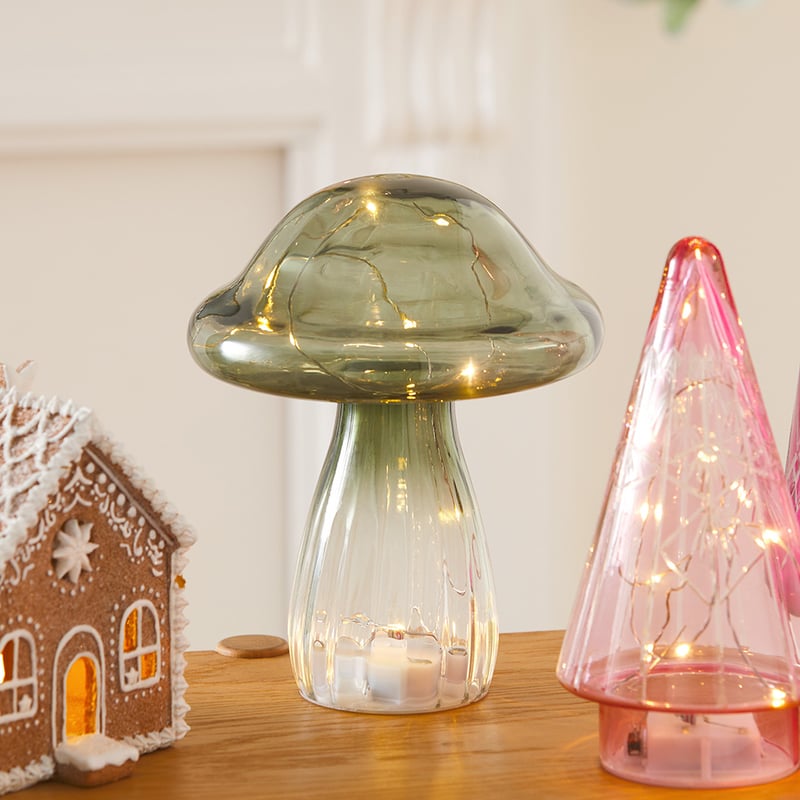 Green Merry & Bright LED Mushroom