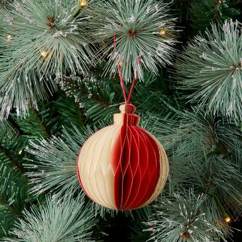 Christmas Red, White & Gold Paper Bauble