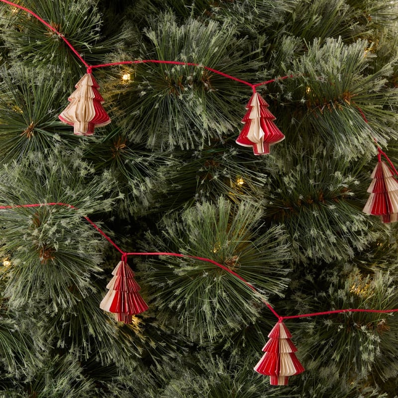 Christmas Red, White & Gold Honeycomb Paper Tree Garland