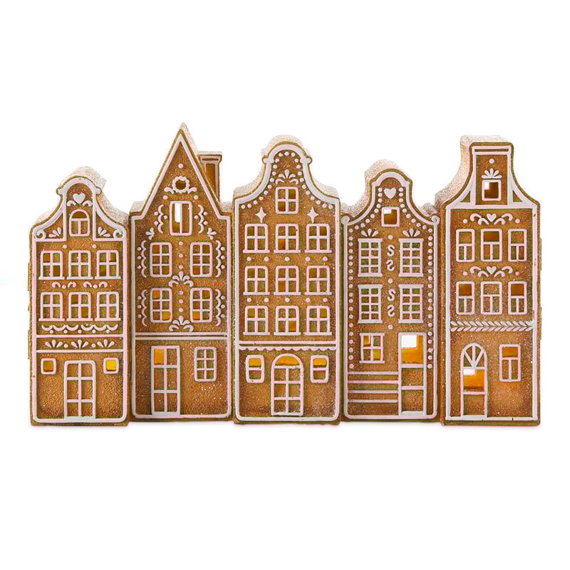 Frosted Brown & White Gingerbread Village