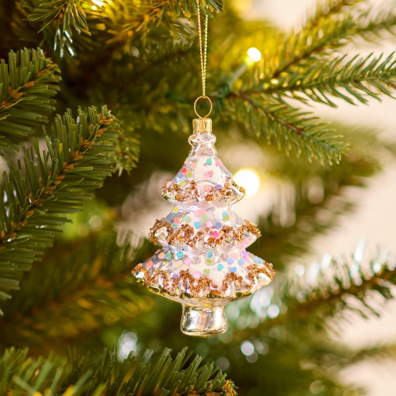 Antique Silver Christmas Tree Glass Ornament