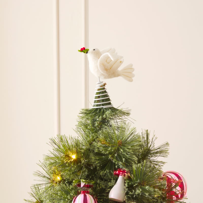 Felted White Dove Tree Topper