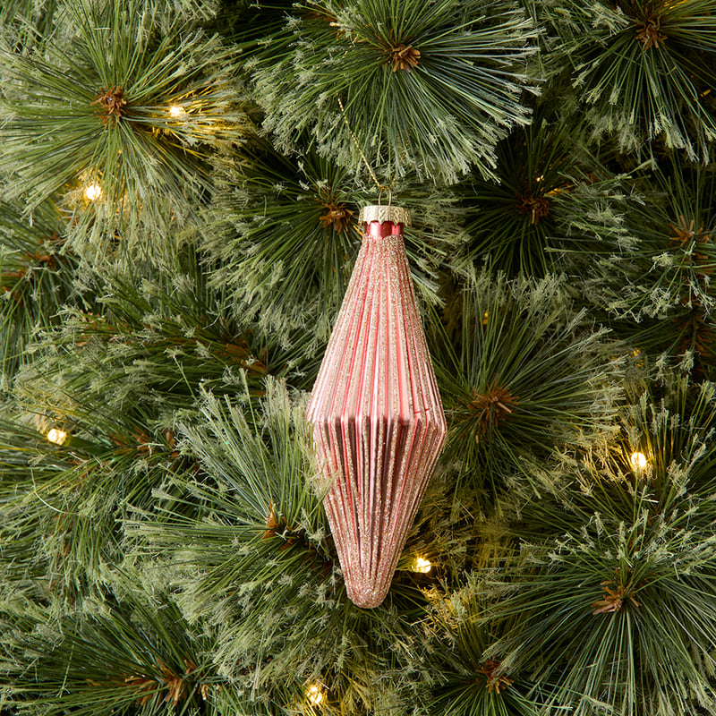 Finial Diamond Dark Pink Drop Bauble