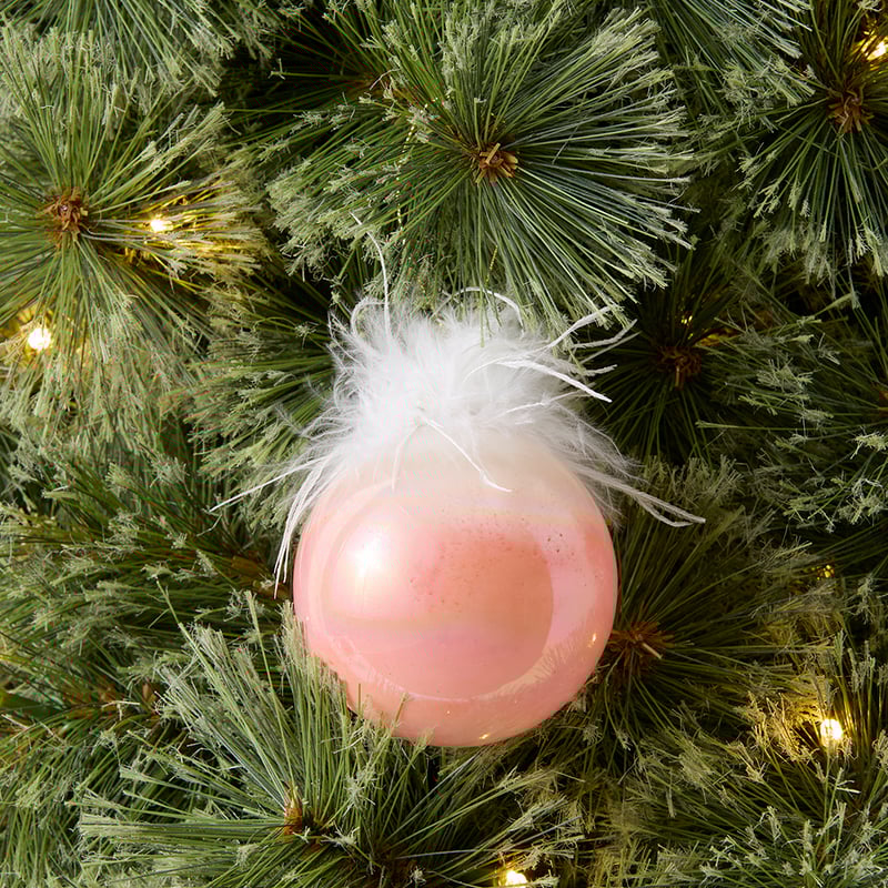 Fluffy Top Pink & White Bauble