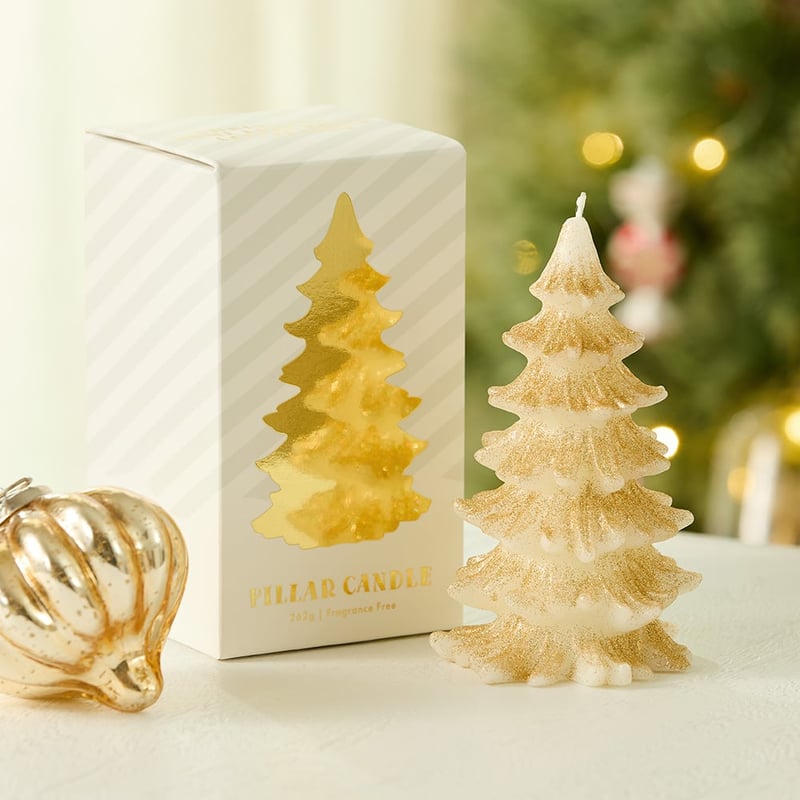 Christmas Tree Glitter Pillar Candle 262g