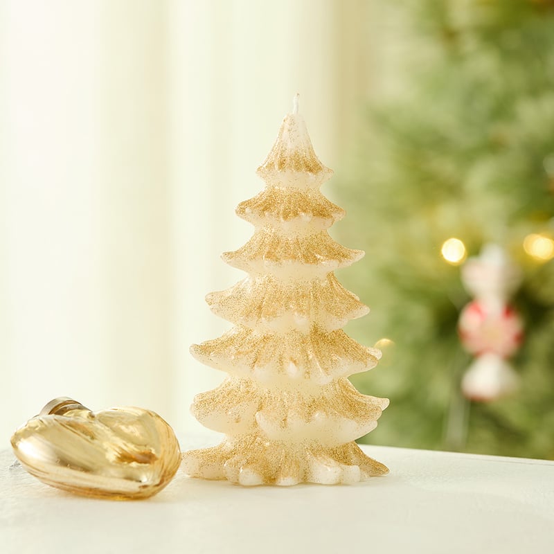 Christmas Tree Glitter Pillar Candle 262g