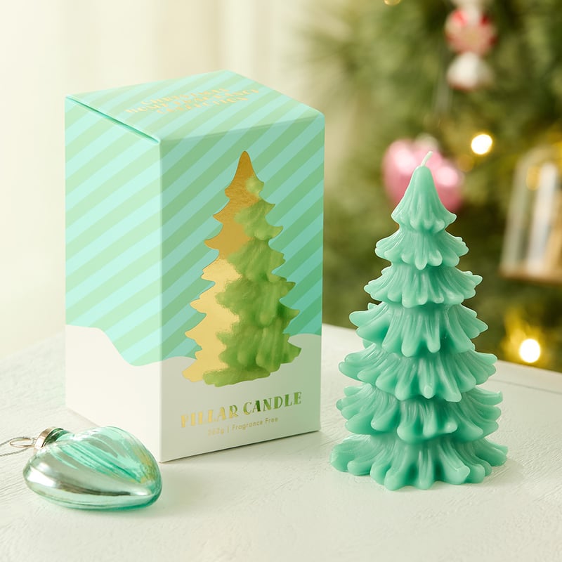 Christmas Tree Green Pillar Candle 262g