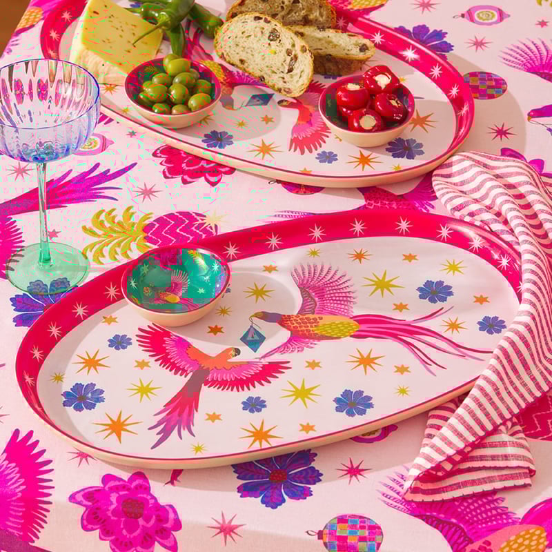 Christmas Pink Oval Melamine Tray