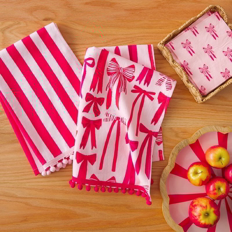 Christmas Bows Tea Towel Pack of 2