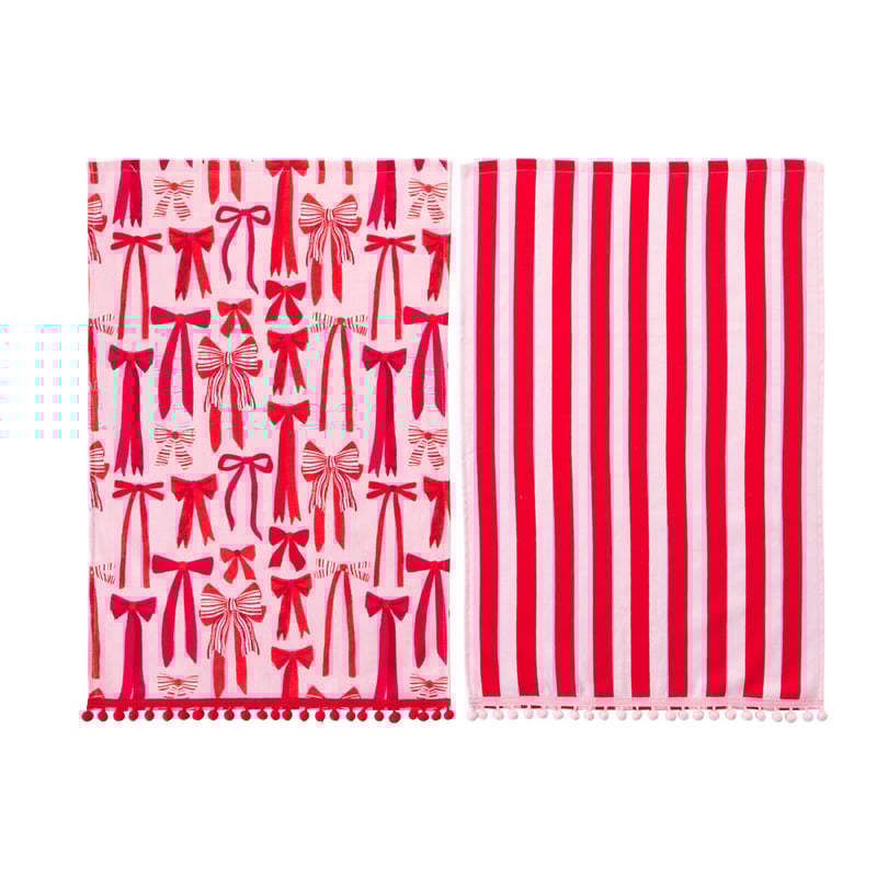 Christmas Bows Tea Towel Pack of 2