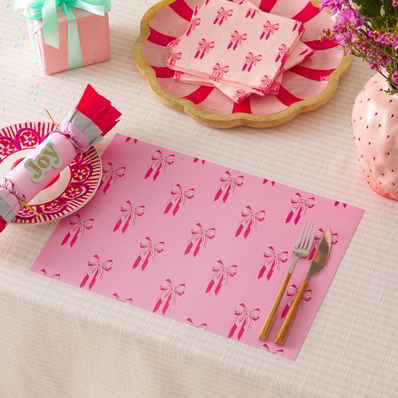 Festive Bows Paper Placemat Pack of 50