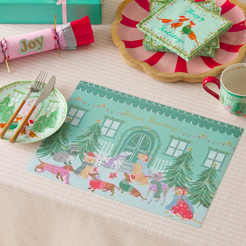 Festive Multi Dogs Paper Placemat Pack of 50