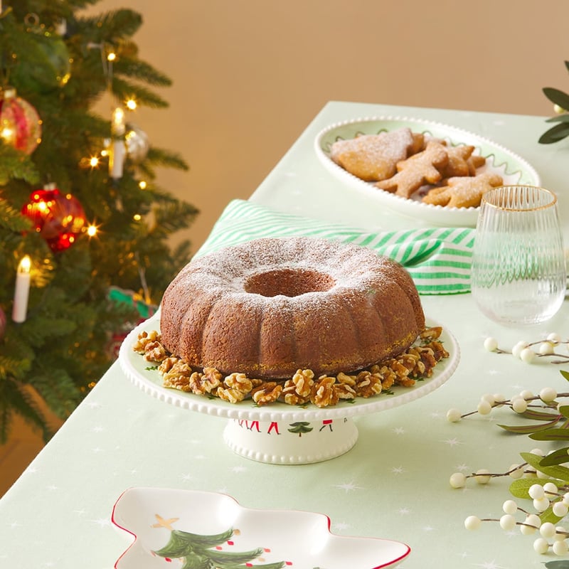Merry & Bright Christmas Footed Cake Plate