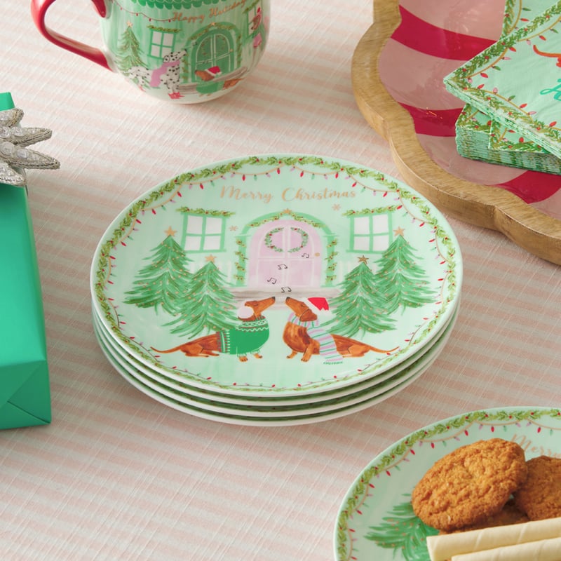 Christmas Dachshund Round Plate