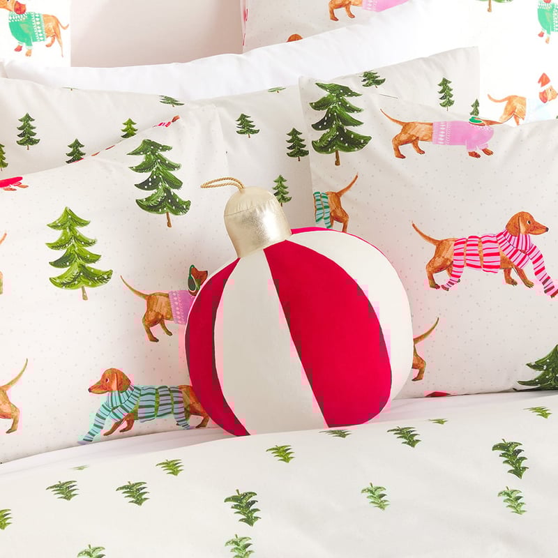 Festive Bauble Red & Ivory Cushion