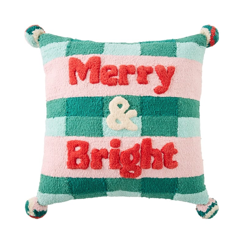 Festive Merry & Bright Text Cushion