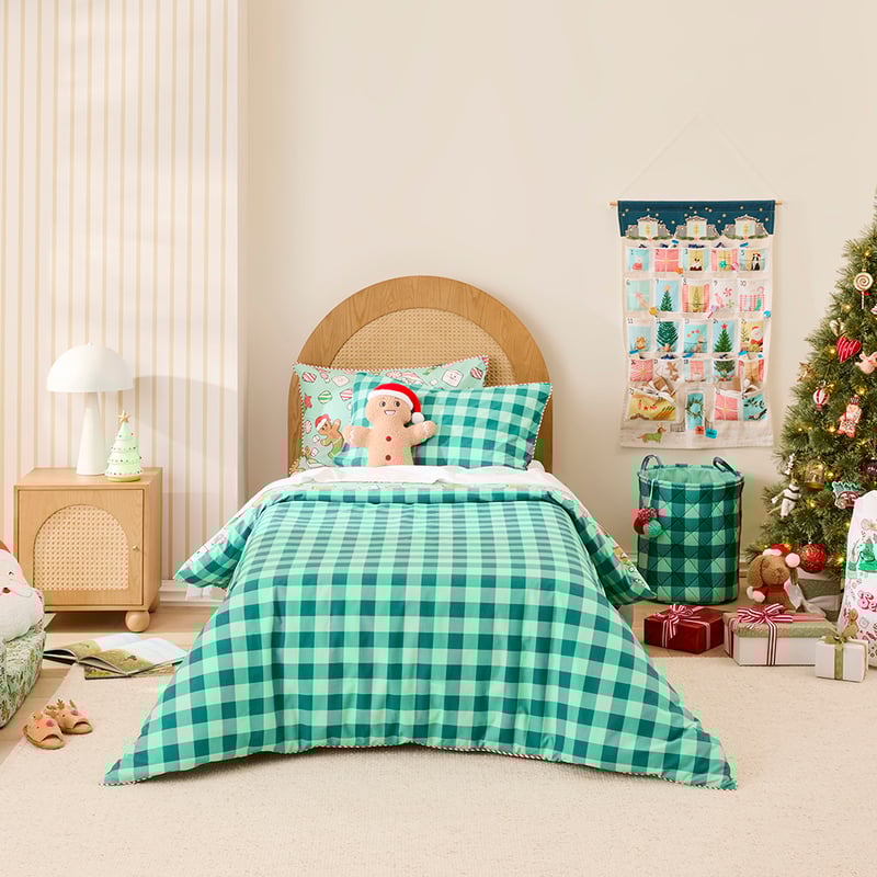 Gingerbread Candy Land Green Quilt Cover Set