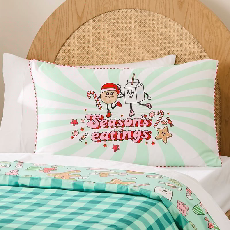Christmas Seasons Eatings Text Pillowcase