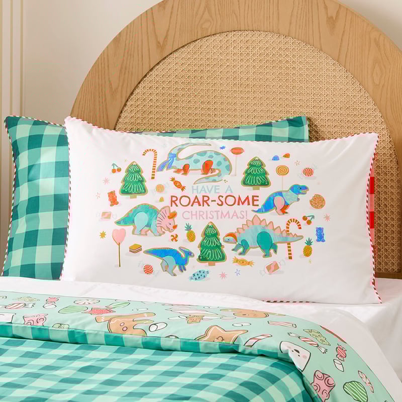 Christmas Roar-Some Christmas Text Pillowcase