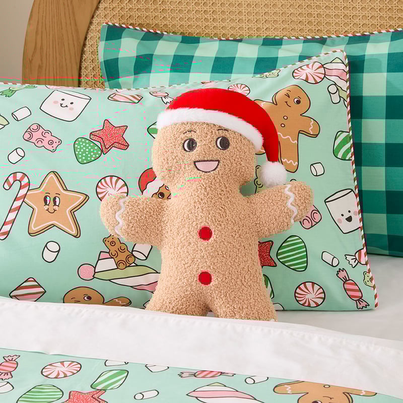Gingerbread Person Christmas Cushion