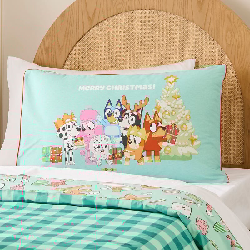 BBC Bluey Christmas Text Pillowcase
