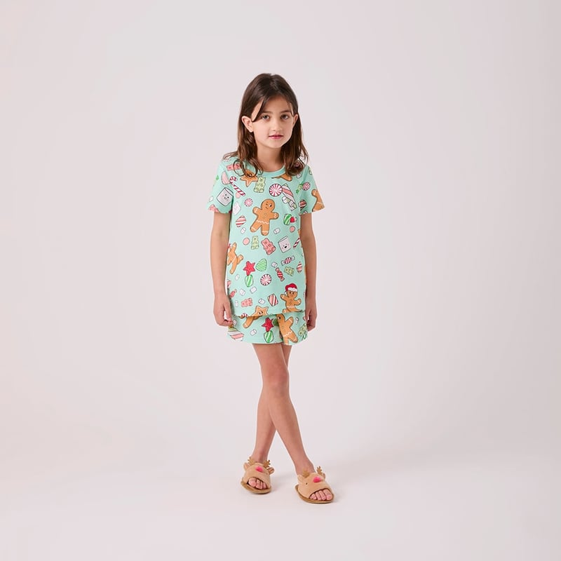 Christmas Gingerbread Candy Land Short Pyjamas Set