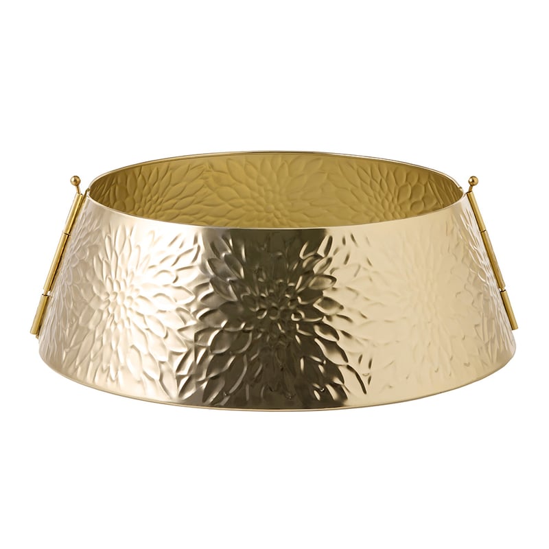 Gold Poinsettia Christmas Tree Metal Skirt