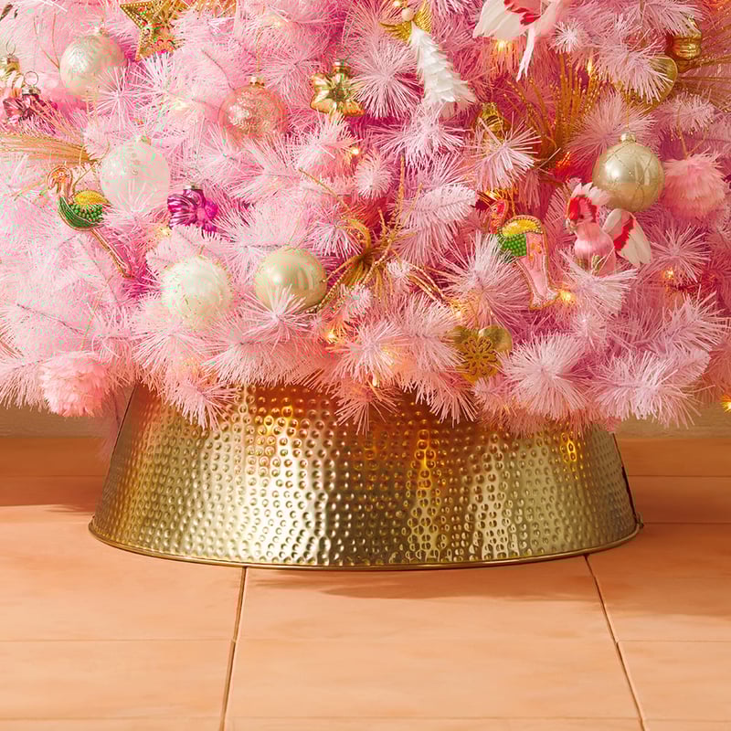 Gold Hammered Christmas Tree Metal Skirt