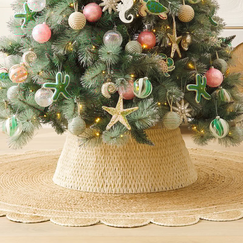 White Cross Woven Christmas Tree Skirt