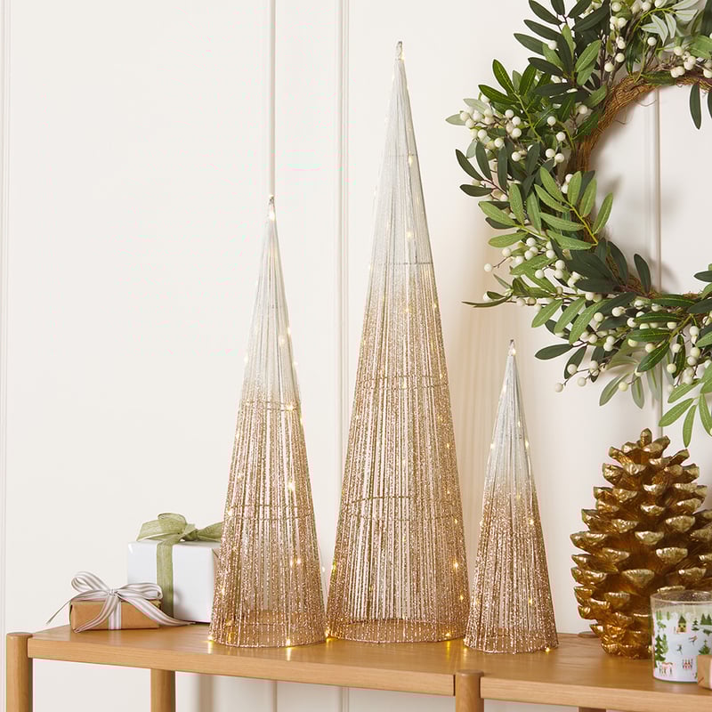 Ombre LED Gold & Silver Medium Cone Tree