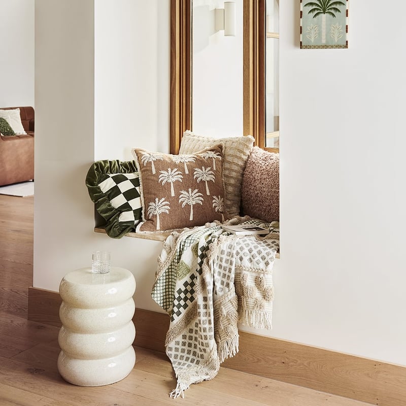 Ceramic Sand Ribbed Side Table